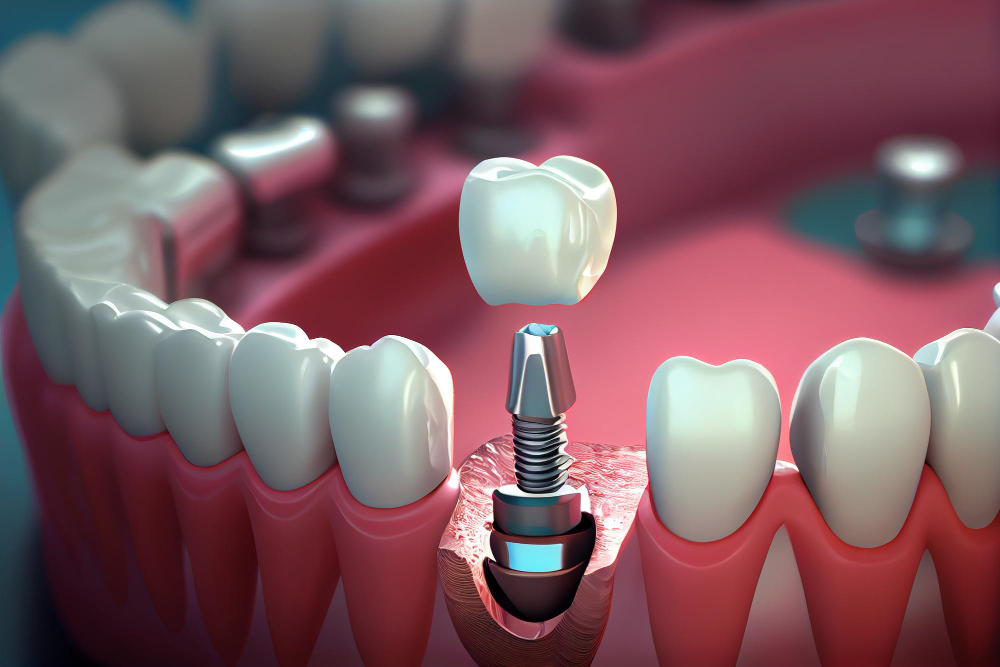 Implant crown and abutment.